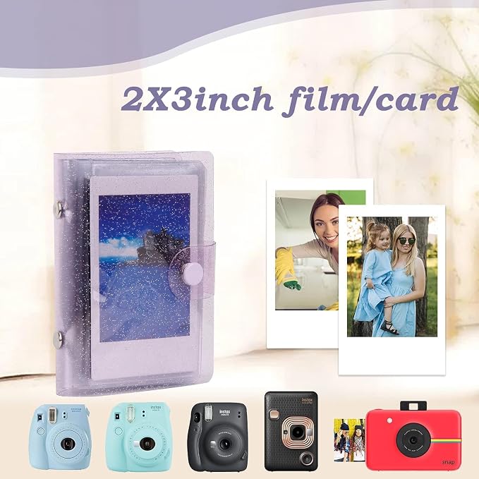 Ruibytree 2 Pack Small Photo Album 2x3 for Fujifilm Instax Mini, Purple | 72 Instant Photo Capacity, Portable Size, Acid-Free Pages, Snap Closure, Fits Polaroid 2x3 Prints, Carry Favorite Memories - Image 4