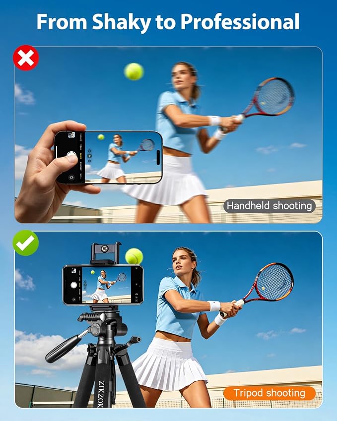 75inch Camera Tripod for ipad iPhone, Heavy Duty Aluminum Tripod with 360° Panoramic Ball Head,Compatible with Canon/Nikon/Sony DSLRs (Load 15 lbs for Travel/Live Streaming/Macro Shooting) - Image 9