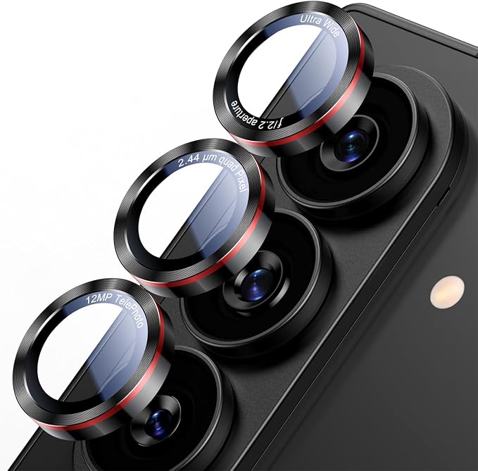 Uyiton for Samsung Galaxy Z Fold 8 Ultra/Z Fold 7 Camera Lens Protector | Military-Grade Sapphire Glass Rear Camera Screen Cover - Strong Adsorption Ultra HD Clear Lens Protector, Black+Red (8 inch) - Image 7