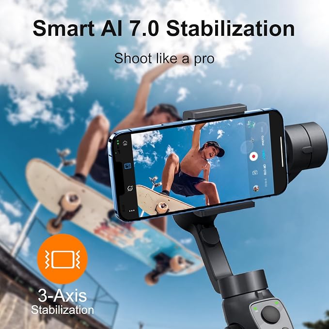 Gimbal Stabilizer for Smartphone, 3-Axis Stabilization Phone Gimbal Handheld with Fill Light, Face Tracking Tiktok YouTube Vlog Stabilizer for Android iPhone 15 14 13 Pro Max - Image 3