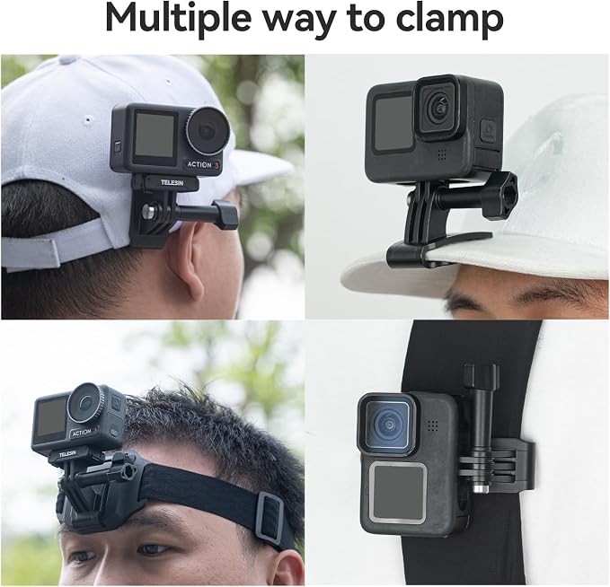 TELESIN Head Strap Mount with Cap Clip, Quick Release Head Belt Mount Compatible with GoPro Max/Hero 13/12/11/10/9/8, Insta360 X5, DJI Osmo Nano Action 5 Pro Action 4 3, AKASO and Most Action Cameras - Image 8