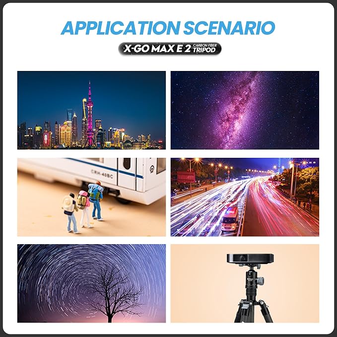 Fotopro 68" Carbon Fiber Travel Tripod, Heavy Duty Camera Tripod with Ball Head, Detachable Monopod with Quick Release Plate and Bag, Load up to 12KG/26lbs - Image 7