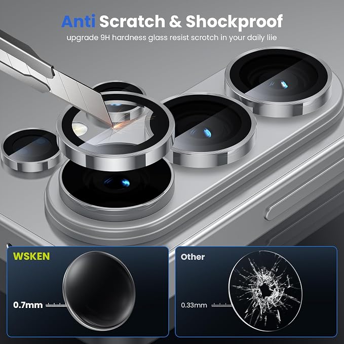 WSKEN for Samsung Galaxy S26 Ultra Camera Lens Protector - Ultra Thin | Case Friendly, 9H Shatterproof Tempered Glass, Anti Scratch Metal Circle, Camera Screen Protector Cover Accessories, Silver - Image 3