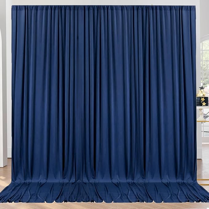 10ft x 10ft Wrinkle Free Navy Blue Backdrop Curtains Panels, 2 Panels 5x10ft Silky Polyester Photo Backdrop Drapes for Birthday Wedding Party Graduation Photography Background by ENJOYYOURPARTY