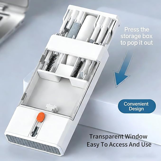 22 in 1 Multifunctional Cleaner Kit for AirPods and Electronic Devices, Keyboard, Laptop for iPad, iPhone, Camera, Earbuds, with Retractable Brush, Keycap Puller, Spray & Microfiber Cloth - Image 2