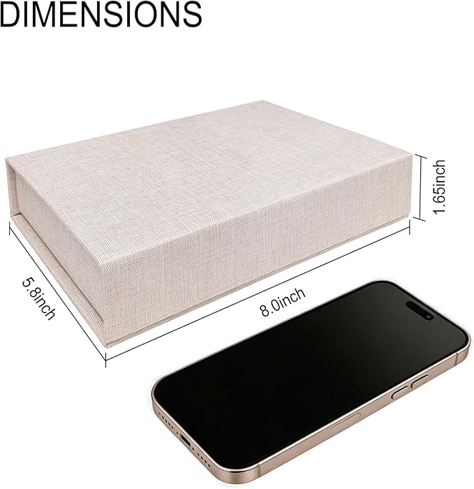 5x7" Archival Photo Storage Box with Lid – Stackable Memory Keepsake Organizer for Photos, Certificates, Jewelry & Scrapbooking Supplies, Photo Cases and Postcard Keeper Storage Container Box Beige - Image 3