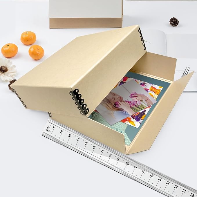 Lineco Museum Archival Storage Box, Drop Front, 9.75x12.75x3 in, Tan | Acid-Free with Metal Edge, Preserves Picture Longevity, Organize Photos, Newspapers, Prints, Documents, Crafts, DIY - Image 3