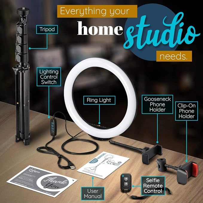 GearLight 12" LED Ring Light Stand and Phone Holder - Selfie Light Tripod w/Adjustable Height and Lighting Modes for TikTok, YouTube, Zoom, Video Recording, Computer, Makeup & Photography - Image 6