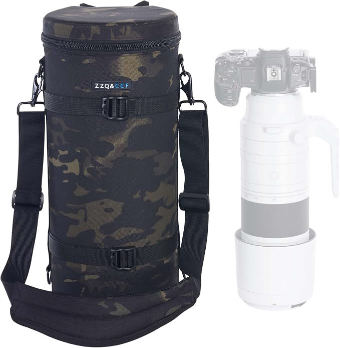 ZZQ&CCF Camera Lens Pouch Bag for Canon RF 200-800mm F6.3-9, Large Thick Lens Carry Bag, Water Resistant Protective Camera Lens Pouch for Super-telephoto Zoom#Black Camo by ZZQCCF