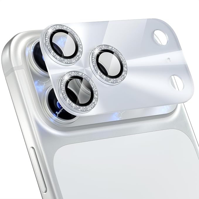 Choiche for iPhone 17 Pro Max Camera Lens Protector, Light-Silver | Bling Metal Camera Cover with 9H Tempered Glass Lens Screen Protector Accessories, Strong Adsorption, Case-Friendly, 6.9-inch by Choiche