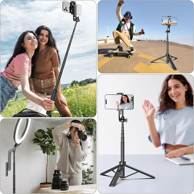 Selfie Stick Tripod for Phone with Remote Control & Holder, 50 Inch, Black | Extendable Selfie Stick Travel for iPhone, iPhone Tripod for Video Recording - Image 7