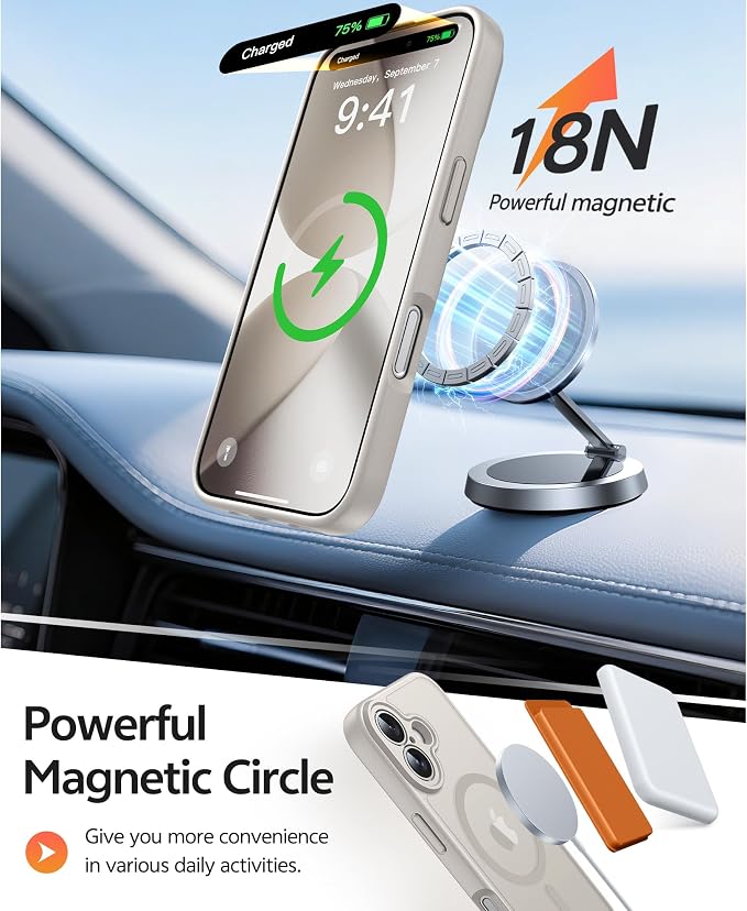 FNTCASE for iPhone 17 Case, Compatible with Magsafe, Glass Screen Protector | Full Camera Protection, Translucent Matte, 14FT Military Grade Drop Proof, Shockproof Protective Phone Cover, Off White - Image 3