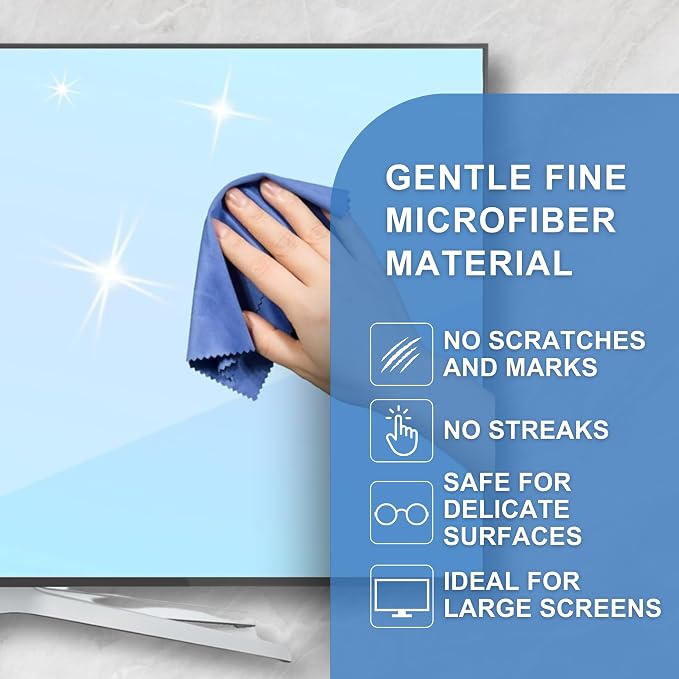 Eco-Fused XL Microfiber Cleaning Cloths - 5 Pack - 12 x 12 inch (30.5 x 30.5 cm) - Quickly Remove Fingerprints, Dust and Smudges from Tablet, TV and Notebook Screens Without Scratches or Marks - Image 2