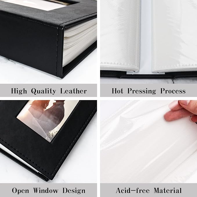 Vienrose Photo Album 4x6 Holds 100 Photos, PU Leather Cover Picture Book with 100 Horizontal Pockets, Slip-in Photo Album for Wedding, Baby Memories, Family, Acid-Free Photo Storage Gift, Black - Image 5