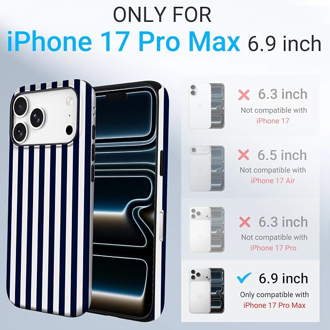 TPU Phone Case for iPhone 17 Pro Max, MagSafe Wireless Charging Compatible, Shockproof Slim Fit Protective Cover with Anti-Yellowing & Raised Camera Protection (Stripes 3, iPhone 17 Pro Max(6.9")) - Image 2