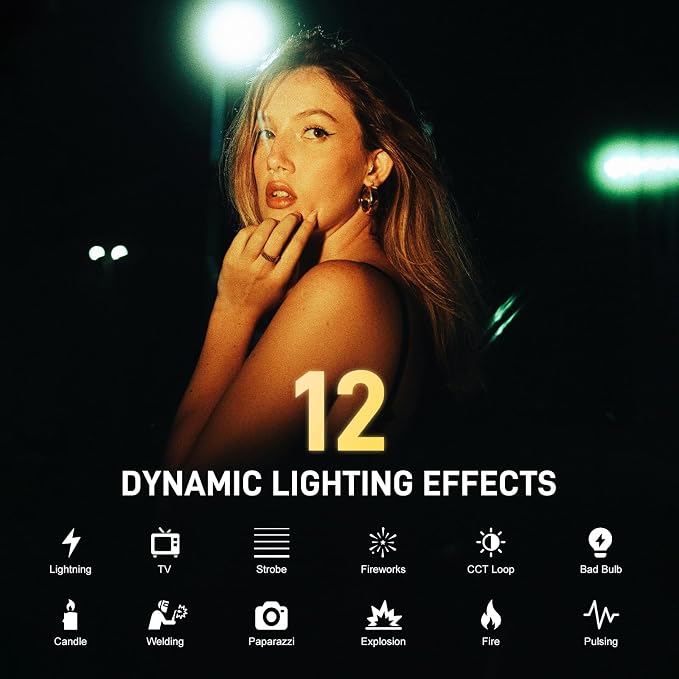 GVM 500W COB LED Video Light, APP Control, Bi-Color Continuous Output Lighting with Bowens Mount, 2700K-6800K, CRI/TLCI97+, 227040lux@1m, 12 Effects & 12 Sources for Studio Photography - Image 7