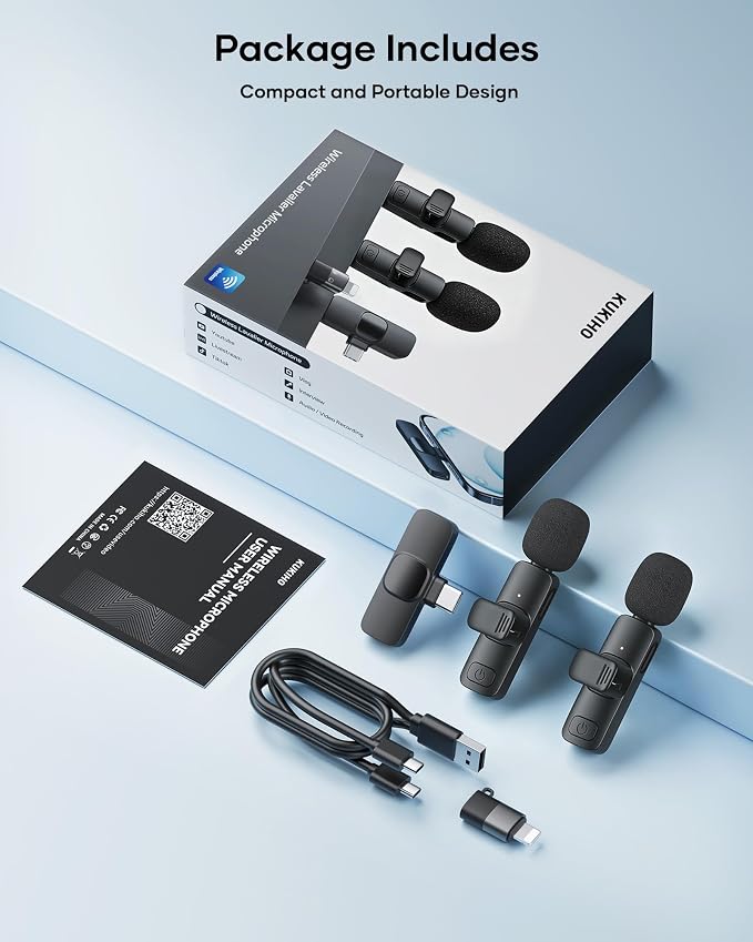 2 Pack Wireless Lavalier Microphone for iPhone iPad and Android Phone, Lapel Mic Plug and Play Wireless Mic Noise Reduction Mini Microphone for Video Recording Interview Podcast Vlog YouTube Tiktok - Image 7