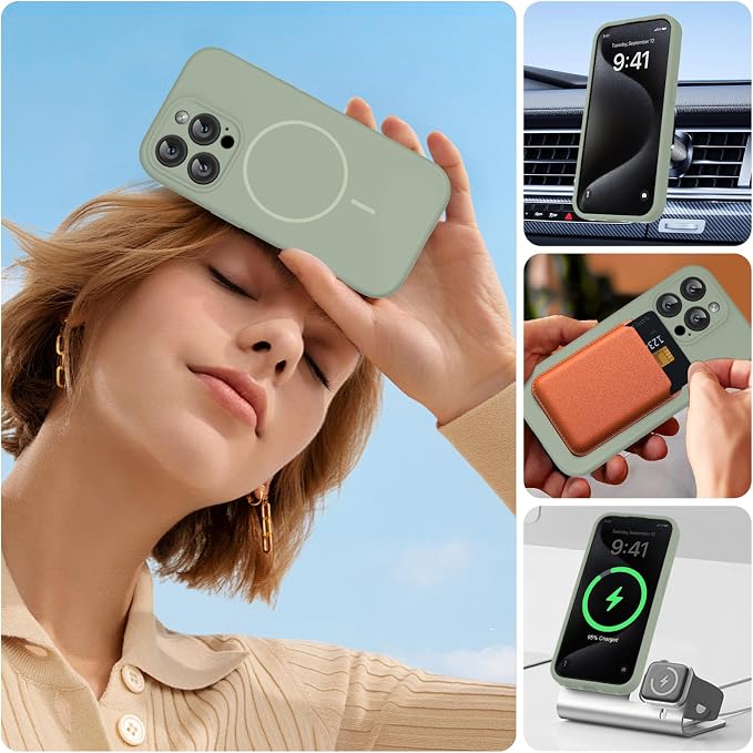 Miracase Magnetic for iPhone 15 Pro Case, Silicone, Soft Microfiber Lining - Image 6