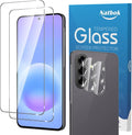 2+2 Pack for Samsung Galaxy A37/A57/A36/A56 5G Screen Protector with Camera Lens Protector,9H Tempered Glass Film,HD Clear Scratch Resistant,Bubble-Free for Galaxy A37 5G Screen Protector by Natbok