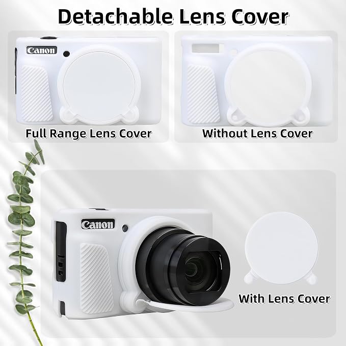 Camera Case for Canon PowerShot SX740/ SX730 Digital Camera, SX740 HS Case | Soft Silicone Protective Case Removable Lens Cover, Comes with 2 Screen Protectors and 1 Wrist Strap. (White) - Image 4