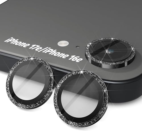 (3 Pack) Orzero Camera Lens Protector for iPhone 17e / iPhone 16e, [EZ Install] [Case-Friendly] 9H Tempered Glass Bling Lens Cover Accessories, Military-Grade Shockproof, HD Clarity Anti-Glare - Glitter Black by JumpIntoOrzeroLet%E2%80%99sExploreLikeNeverBefore