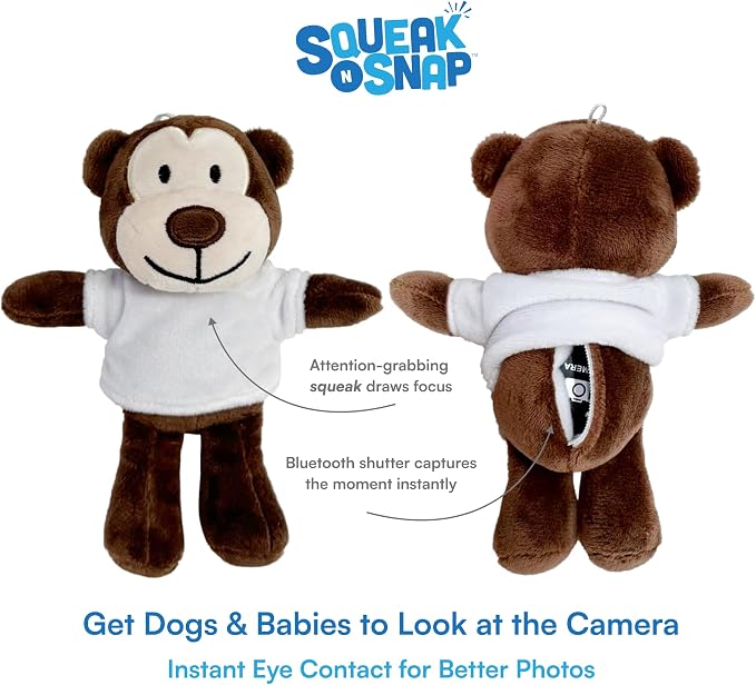 Dog Camera Attention Grabber, Photo Prop for Pet Photography, Baby and Newborn Photos, Plush Squeaker Bluetooth Shutter Release Remote, Attention Getter, iPhone & Android - Image 2