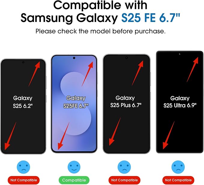 amFilm OneTouch for Samsung Galaxy S25 FE Screen Protector Tempered Glass | Auto-Alignment, 30s Install, Bubble Free, Scratch & Drop Protection, HD Clear, Camera Lens Protector, 2+2 Pack (S25E-6.7'') - Image 2