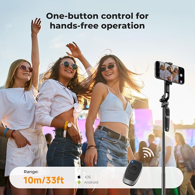 K&F CONCEPT 69" Auto Open Selfie Stick with 4 Legs & Stabilizing Handle | Phone Tripod, 360° Rotation Cell Phone Tripod Stand with Remote Control, Compatible with iPhone Osmo Pocket 4/3, A702 - Image 8