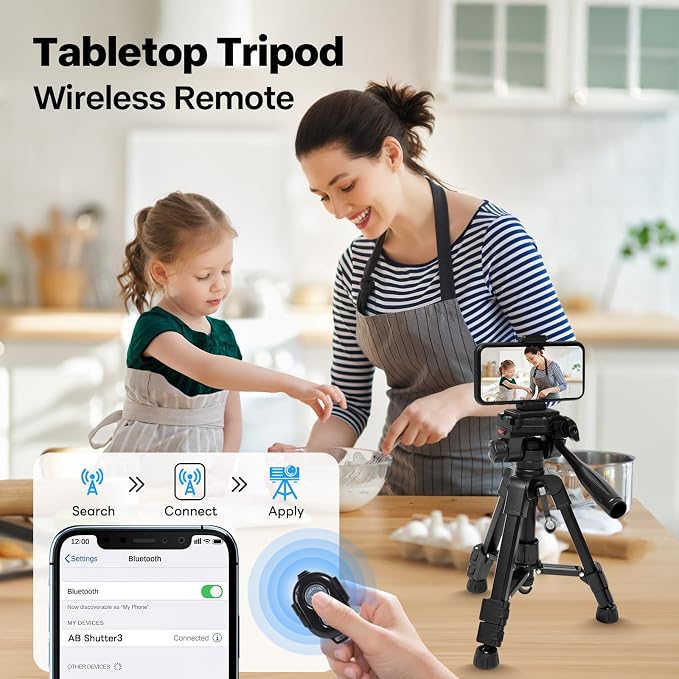 Mini Tripod for Camera,Camera Tripod Small,Small Tripod for Camera | 25" Aluminum Alloy Portable Tabletop Tripod with 3-Way Pan-Tilt Head and Phone Holder for DSLR Cameras and Phones - Image 4