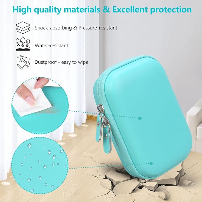 Hard Carrying Case for Kodak Step Instant Smartphone Photo Printer - Portable Mini Color Wireless Mobile Printer, Zipper Mesh Pocket for USB Cable, Photo Paper, Green - Image 6