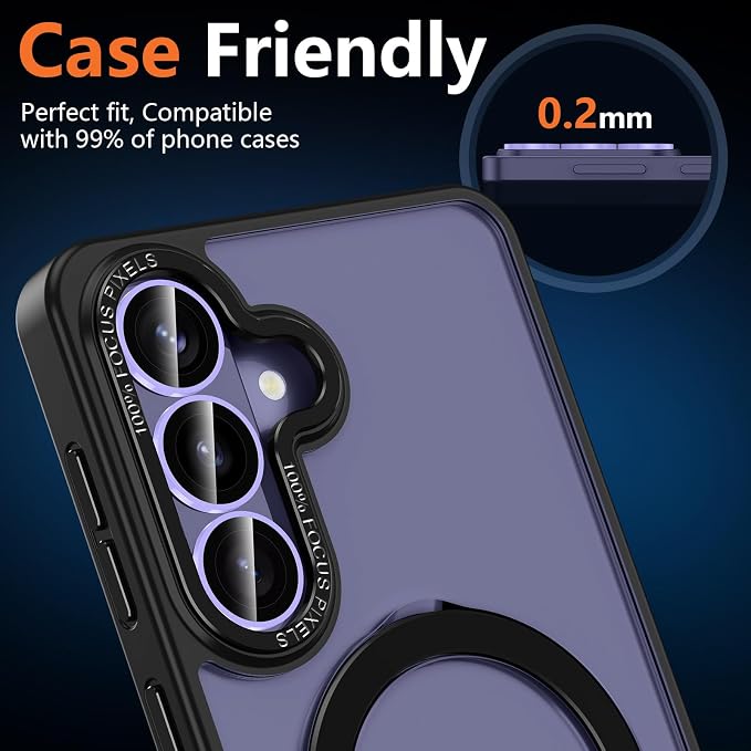 for Samsung Galaxy S26 Camera Lens Protector, Individual Metal Ring Tempered Glass Lens Cover, [Strong Adsorption] Scratch Resistant Ultra-Thin HD Clear Lens Cover, 1 Set-Purple Shine - Image 8