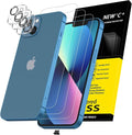 NEW'C 3x for iPhone 13 Screen Protector (6.1 inches)+ 3x Camera Lens Protector, Sensor Protection + Dust Plug - Case Friendly Tempered Glass Film, Ultra Resistant by NEWC