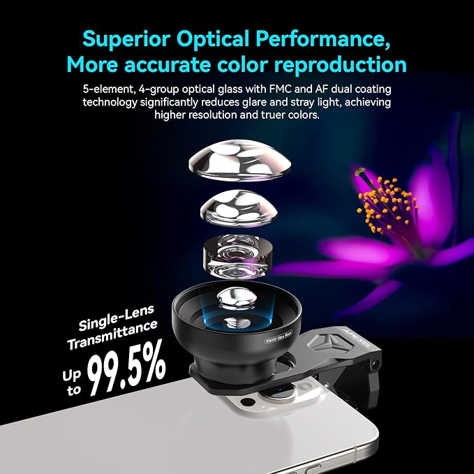 APEXEL 100Ultra Macro Lens - Enhanced Version Smartphone Lens for iPhone | for Samsung, Pixel | Professional Macro Photography of Flowers, Iinsects, Jewelry, Food Details and Other Small Objects - Image 4
