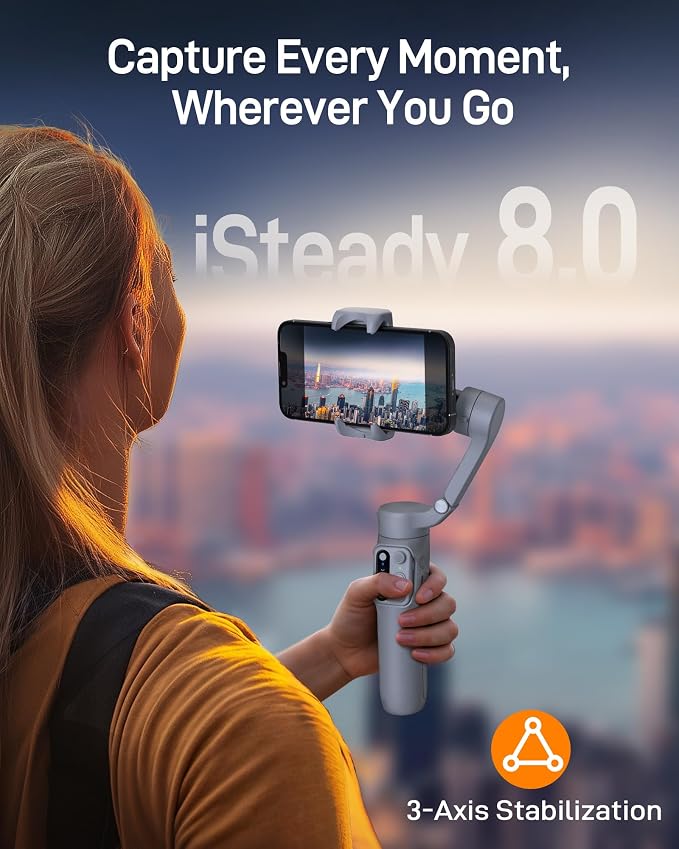 hohem iSteady X3 SE Foldable Phone Gimbal with Detachable Remote, Gray | Detachable Remote, iSteady 8.0, Foldable 0.79lb Design, Hohem Joy App, 11H Battery, 0.66lb Payload for Vlogs - Image 2