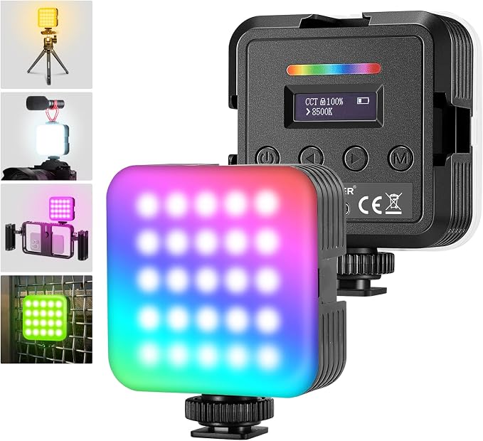 NEEWER Magnetic RGB Video Light, 2 Pack RGB61 LED Camera Light | 360° Full Color, 3 Cold Shoe Mounts, 20 Scenes, 2500K-8500K, 2000mAh Rechargeable, Portable Photography Selfie Lighting by Neewer