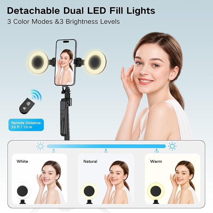 Content Creator Starter Kit,Vlogging Kit for iPhone/Android,70”Auto Face Tracking Tripod 360 Rotation with Light, Wireless Microphones,Selfie Stick Tripod for TikTok & YouTube Starter Kit - Image 2
