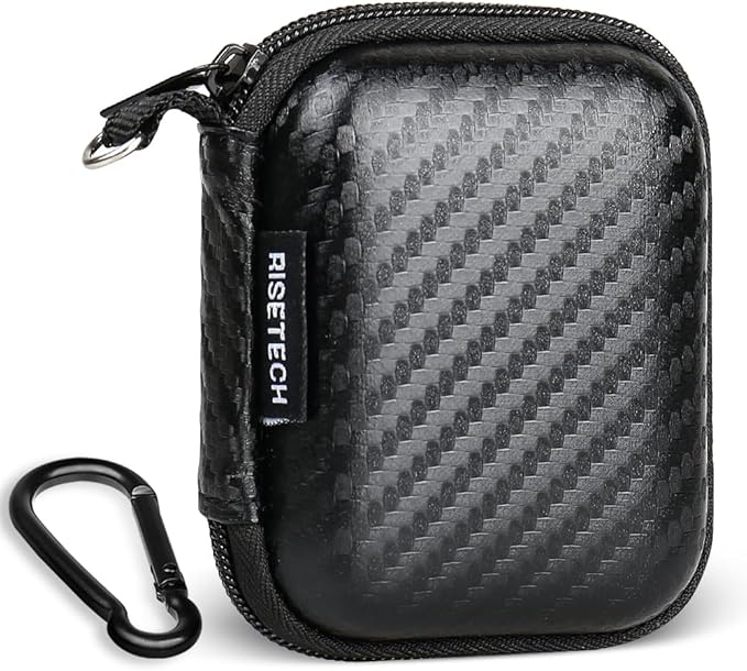 Earbud Case Holder Earphone Case Hard EVA Headphone Storage Bag Small Zipper Pouch Compatible with Wired Earbuds, JBL Vibe Beam 2, Tune Flex, Live Pro 2, TAGRY X08, Btootos A90 Pro -with Clip by RISETECH