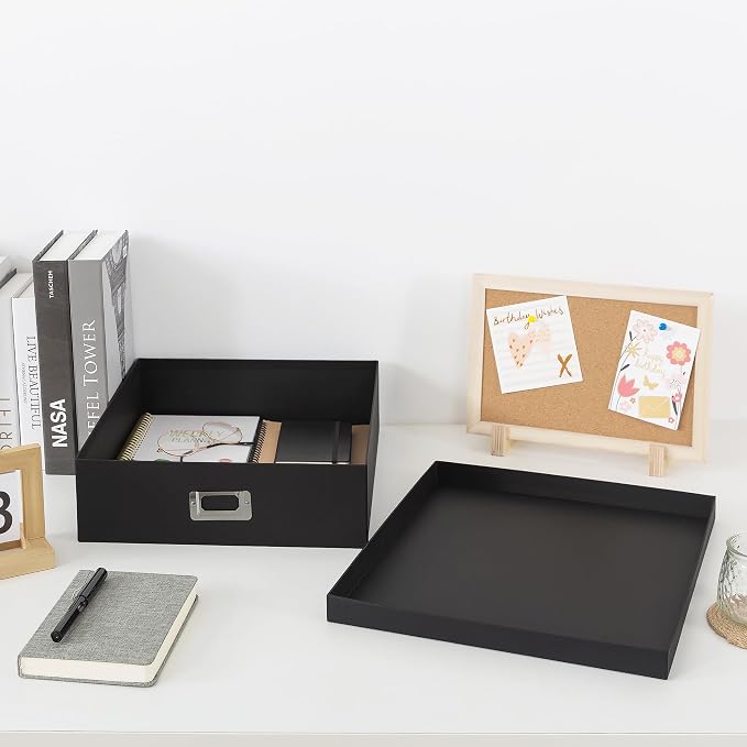 Soul & Lane - Black Scrapbook Photo Storage Box with Lid, 14.8x13x3.7 In | Large Keepsake Memory Organizer, Decorative Cardboard Album Box, Jumbo Craft Storage for Photos and Memorabilia - Image 5