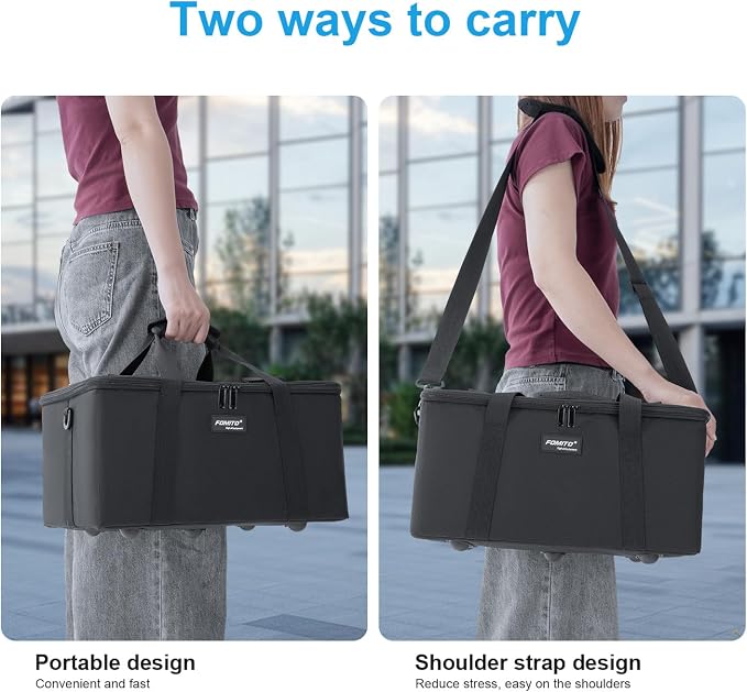 FOMITO AB-27B Foldable Camera Storage Bag 44x30x22cm Shockproof Case for DSLR, Gimbal, Drone Heavy-Duty Handle - Image 4