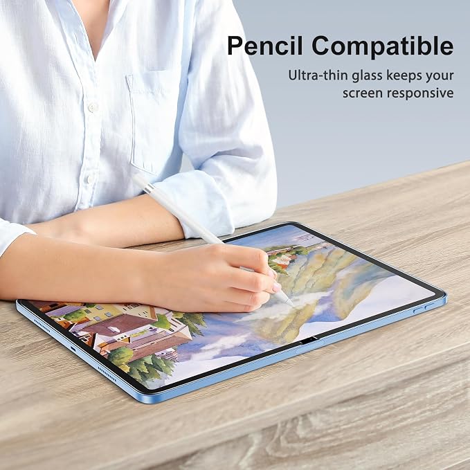 SPARIN 2+2 Pack Screen Protector for iPad (A16) 11th/10th Gen (11”/10.9”) | Tempered Glass + Camera Lens Protector Full Protection, Case Friendly, Anti Scratch, Apple Pencil Compatible-Blue - Image 7