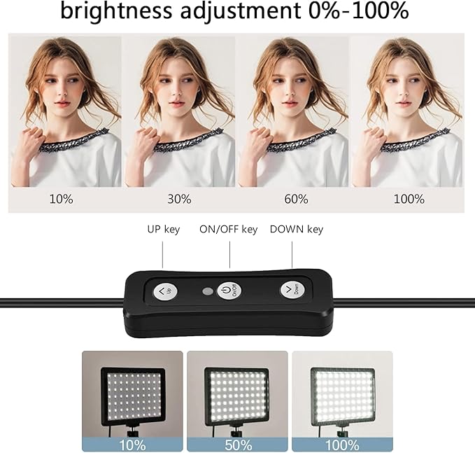 2 Pack Streaming Key Light with Desk Stand C-Clamp Stand Dimmable Video Panel Light for Video Recording Conference Webcam Laptop Zoom - Image 5