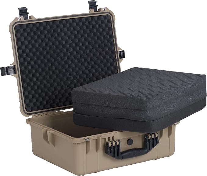 MEIJIA All Weather IP67 Waterproof Hard Camera Case,Hard Protective Case,Hard Case with Customizable Foam,Fit Use of Drones,Camera,Equipments,Pistols(Desert Tan,20.62 x16.85x8.11inches) - Image 2