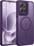 FNTCASE for Moto G Play 2026 / G 2026 / G 2025 Phone Case, Screen Protector | Translucent Matte Magnetic Back, 14FT Military Grade Drop Protection, Shockproof Protective Phone Cover, Purple by FNTCASE