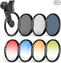 NEEWER 67mm 7 Pack ND Filter Set Compatible with Android Samsung Google Huawei Xiaomi Phone, Clip On CPL+ ND32 + Starlight + GND (Red/Orange/Yellow/Blue) Photography Accessories Kit with Case, FL-P14 by Neewer