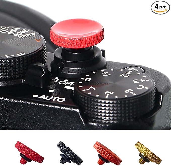 for Fujifilm Camera Shutter Button,4PCS Premium Soft Release Button for Enhanced Comfort and Control, Compatible for Fujifilm X100 X100T X-E1 X-T10 X-T30 Accessories(Orange/Black/Red/Gold) by Unknown