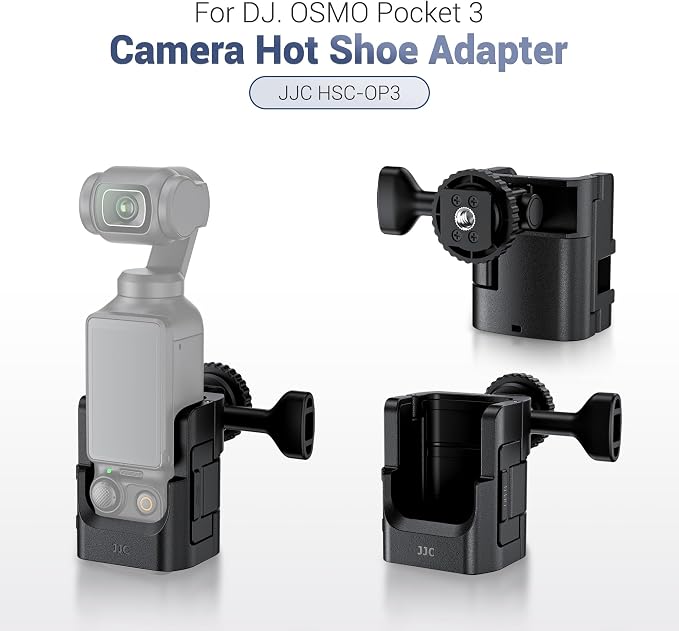JJC Cold Shoe Mount Adapter for DJI Osmo Pocket 4P 4 3 Muse,w. Tighten Knob | Detachable Expansion Adapter for Tripod & DSLR Hot Shoe,with 1/4" 20 Hole,Folding 2-Fingers,Cold Shoe,Angle Adjustable - Image 7