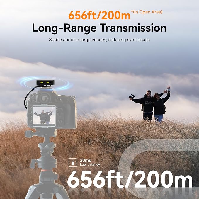 SVBONY D4 4-Person Wireless Lavalier Microphones Systems for Group Videos | Compatible with iPhone, Android, Camera, 2-Level Noise Reduction, 656ft Range, Smart Display, Magnetic Mount,Safety Track - Image 5
