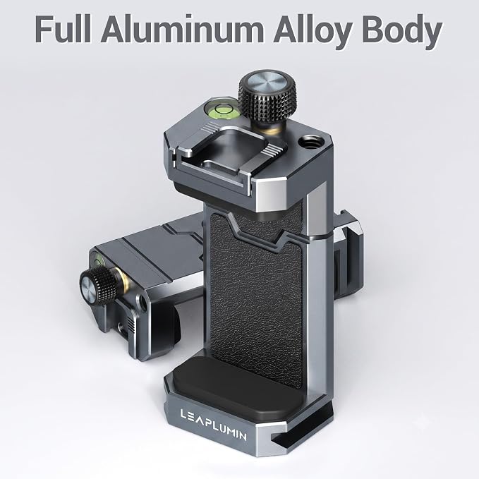 Aluminum Phone Mount for Tripod, Adjustable Phone Tripod Mount with Cold Shoe & Arca Swiss Quick Release Plate,Universal Adjustable Clamp Suitable for iPhone 14 pro/13 Pro/12/11/Samsung - Image 6