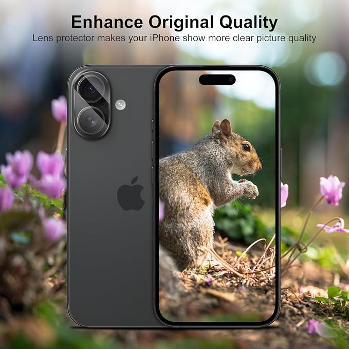 Camera Lens Protector (3 Pack) Compatible with iPhone 16 6.1" & iPhone 16 Plus 6.7" Camera Lens Cover Protection, 9H Tempered Glass, HD Clear Anti-Scratch [Night Shooting Mode] - Image 4