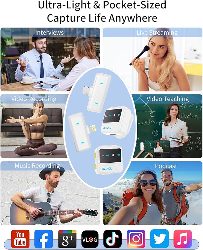 Wireless Lavalier Microphone for iPhone Android, mini Phone mic | Mic with Smart Noise Reduction, Reverb Effect, 30H+ Battery Life for Vlog, YouTube, TikTok, Podcast,Ideal for Content Creator - Image 6